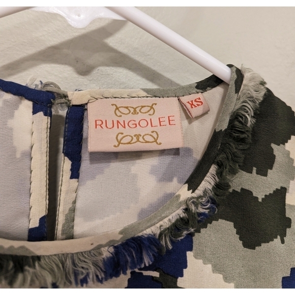 Rungolee Silk Camo Ikat Fringe Dress Size XS - Picture 5 of 6